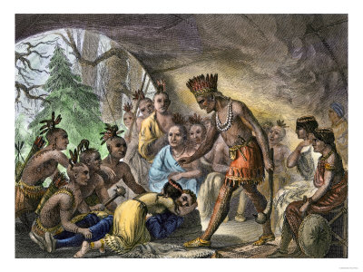 La verdadera historia de la princesa india Pocahontas Expl2a-00029john-smith-saved-by-pocahontas-jamestown-colony-virginia-colony-c-1607-posters